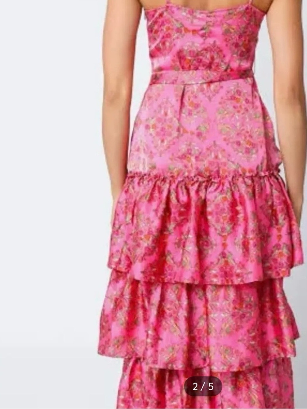 Olivaceous Pink Floral Tiered Midi Dress - Picture 4 of 8